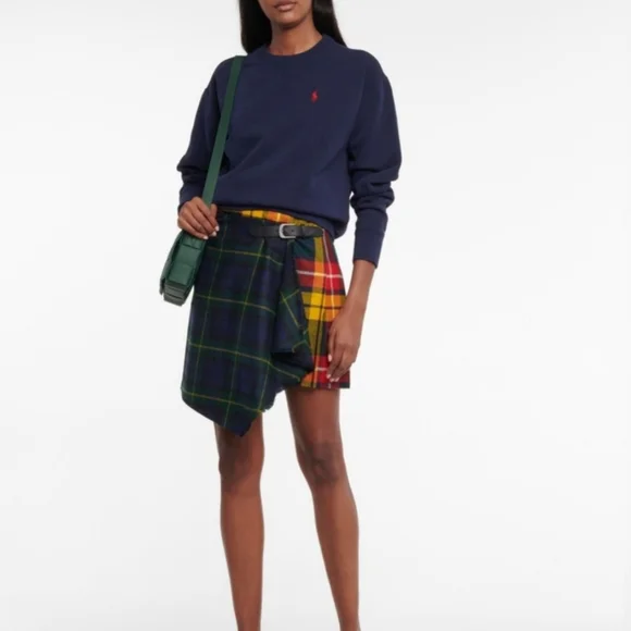 Polo Ralph Lauren Women's 16 wool Plaid Pleated Kilt Leather Buckle Skirt New - Picture 1 of 7